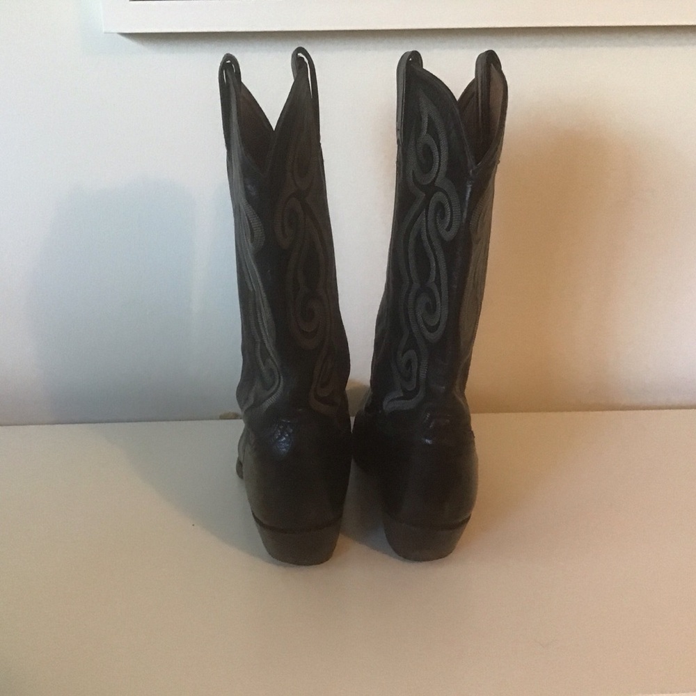 VTG Tony Lama Mens Black Smooth Ostrich 8430 Round Toe Cowboy Boots 9.5 D‎ - Picture 6 of 11